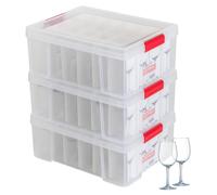 SUNDIS, ensemble de 3 boîtes de rangement pour verres avec couvercle