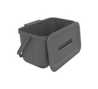 SUNDIS Loops, poubelle de tri avec couvercle, anse, en plastique, 4L, gris | Rectangulaire, idéale déchets organiques, pour cuisine, cantine, restaurant, salle de pause, combinable avec d'autres tailles