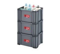 SUNDIS Master Box, lot de 3 bacs de rangement 17L en plastique recyclé, robustes et renforcés, parois droites, superposables et combinables, idéals pour l’atelier, le bricolage ou le transport