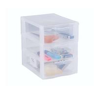 SUNDIS Orgamix, petite tour de rangement en plastique, 3 tiroirs transparents format A5, hauteur 25,5 cm, superposable, idéale rangement cosmétiques, bijoux, accessoires, fournitures