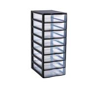 SUNDIS Orgamix, tour de rangement plastique, 8 tiroirs transparents | Format papier A4, hauteur 65 cm, idéale rangement bureau, cours, documents, fournitures, accessoires
