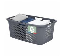 SUNDIS | Panier à Linge Pixel - 40 Litres Gris - 4 poignées ergonomiques - Design moderne et ajouré - 4006001