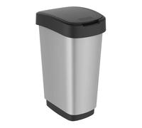 SUNDIS Rotho Poubelle Twist 25 L IML rectangulaire gris métal
