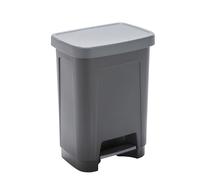 SUNDIS Step Bin, poubelle à pédale 25 L, rectangulaire, en plastique recyclé, noir et anthracite, pour cuisine, bureau, buanderie, garage, atelier, salle de bain