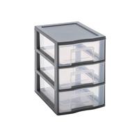 SUNDIS Tag Tower, tour de rangement plastique A5, 3 tiroirs, gris