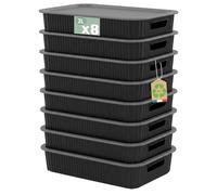 Sundis Vibox, boite de rangement plastique avec couvercle, 2L, x8, noir | Avec poignées, empilable, idéale pour petits objets et accessoires de la salle de bain, la chambre, la cuisine ou le bureau