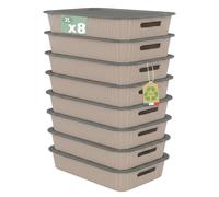 Sundis Vibox, boite de rangement plastique avec couvercle, 2L, x8, taupe | Avec poignées, empilable, idéale pour petits objets et accessoires de la salle de bain, la chambre, la cuisine ou le bureau