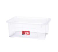 SUNDIS View Box, boîte de rangement en plastique avec couvercle, 10l, transparent superposable et empilable, idéale pour les petits objets de la maison et du bureau