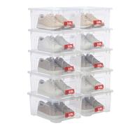 SUNDIS View Box, boîte de rangement plastique avec couvercle 10L, x10 | Superposable et empilable, transparente, idéale pour les petits objets de la maison et du bureau