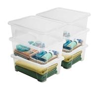 Sundis View Box, boîte de rangement plastique avec couvercle 17L, x6 | Superposable et empilable, transparente, idéale pour ranger les armoires, le bureau, la buanderie, la salle de bain