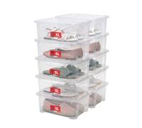 SUNDIS View Box, petites boîtes de rangement plastique avec couvercle, lot de 10, 5l, superposables et empilables, idéales pour les cosmétiques, bijoux, stylos, feutres, couture, perles