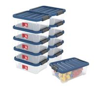 Sundis Wave Box, boîte de rangement plastique avec couvercle 3L, lot de 11 | Bac transparent, clips de fermeture, superposable et combinable, idéal pour les cosmétiques, bijoux, accessoires