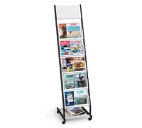 SUNDOY Porte-Revues sur Roulettes 5 Niveaux, Présentoir à Magazines et Catalogues sur Pied, Support Mobile pour Bureau, Foires, Accueil et Maison (5 couches, 32,5 cm de largeur)