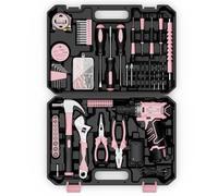 Sundpey Caisse a Outil 206 Pcs, Visseuse Devisseuse Sans Fil 12V pour Serrer/Desserrer des vis, Malette Outils avec Perceuse-Visseuse pour Bureau, Réparation à Domicile avec Tournevis et Pinces Rose