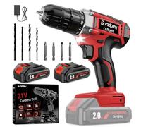 Sundpey Perceuse Visseuse Sans Fil 21V 45Nm avec 2 Batteries 2Ah et 1600RPM | Compatible avec Batteries Makita, 2 Vitesses Visseuse Devisseuse Sans Fil, 25+1 Réglages Couple, LED, Mandrin 10mm, Bricolage