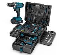 Sundpey Perceuse Visseuse Sans Fil 21V, Caisse a Outil 256PCS avec Tiroir | Visseuse Devisseuse Sans Fil avec 2 Batteries 2,0Ah, Malette Outils de Réparation Domestique/Auto pour Propriétaire Bricoleur