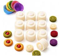 Sunflower Patterned Round Hand Press Mooncake Double Ended Pastry Mold，10 | Creative French Lace Style, 2-in-1 Cake Sided Grade Easy Release DIY Baking Tool, Detachable Abs Nesting Body(4Pcs)