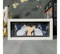 Sung Jin Woo Veilleuse 3D Papercut Boîte à lumière en papier sculpté avec personnage d'anime Lampe de table LED Décoration de chambre Cadeau créatif