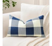 Sungeek 1 pièce Housse de coussin Buffalo Plaid Tartan, Housse de coussin décorative à carreaux, Housse de coussin pour canapé, chambre à coucher, salon 30x50cm (Bleu)
