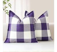 Sungeek Lot de 2 housses de coussin Buffalo Plaid Tartan, Housses de coussin décoratives à carreaux pour Noël, Housse de coussin décorative pour canapé, chambre à coucher, salon 40x40cm (Violet)