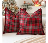 Sungeek - Lot de 2 housses de coussin décoratives de Noël à carreaux carreaux tartan pour canapé, chambre à coucher et salon, 40 x 40 cm (rouge)