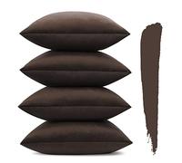 Sungeek Lot de 4 Housses de Coussin en Velours, Housse Coussins Decoratif Doux avec Fermeture éclair Invisible Taies d'oreiller de Luxe pour Canapé Chambre Salon (Brun Chocolat, 45 x 45 cm)