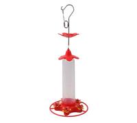 SUNGOOYUE 17,32in Ruche Anti-Abeille Nourrisseur, 5 Ports (Plastique) | Station de nectar suspendue, réservoir de 360ml, barrière remplie d\'eau, pointes d\'alimentation en forme de fleur rouge,