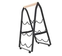 SUNGOOYUE Casier à Vin à 3 Niveaux, Support à Vin de Bureau Pliable en Fer et en Bois, Support de Bouteille de Comptoir Compact pour Un Affichage de Stockage Peu Encombrant dans Le Bureau du