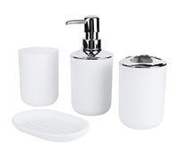 SUNGOOYUE Ensemble d'accessoires de Salle de Bain en Plastique Gris galvanisé, 4 Pièces, Organisateur d'évier de Salle de Bain avec Tasse de Rangement, Tasse de Rinçage, Porte-Savon pour (White)