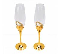 SUNGOOYUE Ensemble de Flûtes à Champagne, Verres à Griller en Verre Ultra Transparent avec Cœur en, Tige Cool Touch de 10,24 Pouces de Haut, pour les Célébrations d'anniversaire de Mariage,