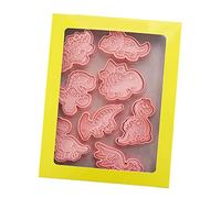 SUNGOOYUE Ensemble d'emporte-Pièces en Forme de Dinosaure, Moule à Biscuits en Plastique PP de qualité Alimentaire, 8 Pièces, Presse 3D pour la Décoration de Gâteaux, Biscuits, Desserts et Jeux