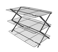 SUNGOOYUE Grille de Refroidissement Pliable à 3 Niveaux, Grille de Cuisson en Fil d'acier Inoxydable avec Cadre en Fer Pliable, Conception à Flux d'air Multicouche pour Biscuits, Gâteaux, Biscuits