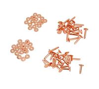 SUNGOOYUE Kit de Fraises à Rivets en Cuivre, Outil d'artisanat du Cuir, Clous de Rivets en Cuir en Acier Inoxydable en Cuivre 40 Ensembles avec Perforatrice pour Ceinture, Portefeuille, Collier,