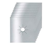 SUNGOOYUE Lot de 10 Housses de Cuisinière à Gaz Réutilisables avec Revêtement Anti-adhésif en PTFE, Résistants à L'huile, Imperméables et Résistants aux Taches, avec un Design Facile à (SILVER)