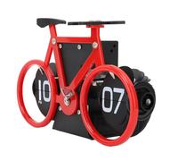 SUNGOOYUE Pendule de Bureau à Piles Flip (Rouge) | Horloge de bureau rabattable Vintage pour bureau à domicile, alimentée par batterie, en forme de vélo, en acier inoxydable,