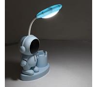 SUNGOOYUE Petite Lampe de Bureau en Forme D'astronaute, Lampe de Bureau Rechargeable avec Porte-Stylo Taille-Crayon Veilleuse pour Dortoir Chambre (Bleu)