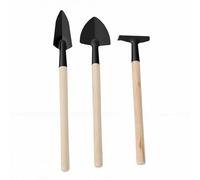 SUNGOOYUE Petits Outils de Jardinage Mini Ensemble d'Outils de Jardin 3 Pièces avec Manche en Bois, Petite Pelle, Râteau pour la Plantation de Terrariums Succulents, Outil de bonsaï en Métal Léger