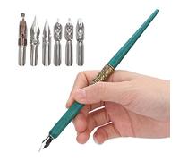 SUNGOOYUE Plume Dip Pen Set Confortable Grip (Cyan) | Kit de calligraphie avec stylo à trempage à flux fluide, poignée confortable, résine à flux d\'encre lisse, écriture