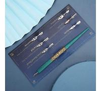 SUNGOOYUE Plume Dip Set Flux Fluide (Cyan) | Ensemble de stylos à tremper pour débutants, pointes interchangeables à flux fluide, 6 plumes, calligraphie en bois pour