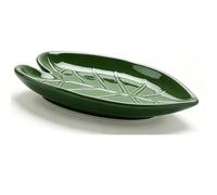 SUNGOOYUE Repose-cuillère en Céramique, Porte-cuillère en Porcelaine en Forme de Feuille Verte pour Dessus de Cuisinière, Antiadhésif Brillant, Repose-ustensile Résistant à la Chaleur pour les