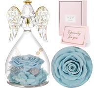 Sunia Rose éternelle avec ange en dôme de verre, cadeau pour la fête des mères, cadeau d'anniversaire