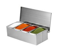 Sunicon Coffret D'Assaisonnement En Acier Inoxydable à 4 Compartiments, Pots à éPices Pour Sel, Pots à éPices, Pots à Condiments De Cuisine, Conteneurs De Stockage Avec Couvercle