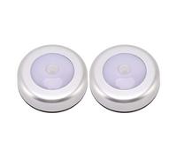 Sunicon Lot de 2 veilleuses à détecteur de mouvement, protection des yeux, petite lampe à induction LED ronde pour placard, tiroir, lit (Lumière blanche)