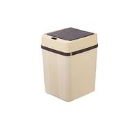 Sunicon Poubelle Automatique, 12L Capteur Intelligent Couvercle de Traitement Stable Style Simple Poubelle Intelligente Automatique sans Poubelle pour Salle de Bain, Chambre à (Khaki Battery Powered)