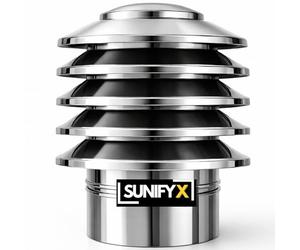 SUNIFY Chapeau Cheminée Inox à Lamelles, Anti-Refoulement Anti-Vent 300mm | Protège Pluie et Neige | Tirage Stable | Résiste à la Corrosion | Poêle, Insert, Chaudière | Bois, Granulés, Gaz, Fioul