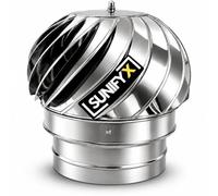 SUNIFY Chapeau de Cheminée Inox, Extracteur de Fumées Rotatif Éolien 80mm | Améliore le Tirage & Anti-Refoulement | Anti-Pluie & Anti-Oiseaux | Sans Électricité | Cheminée, Poêle & Fosse Septique
