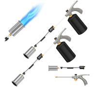 SuniqFyre Lot de 2 torches de mauvaises herbes certifiées CSA | Brûleur de mauvaises herbes amovible à bras long avec poignée en caoutchouc et valve de contrôle de flamme ; chalumeau