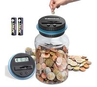 SUNJULY Tirelire Electronique, 1.8L Grande Tirelire Numérique avec Compteur, Tirelire Électronique avec Écran LCD, Compteur de Pièces Transparent Automatique, Cadeau pour Enfants et Adultes (Bleu)