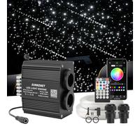 SUNKENET 18W Twinkle&Meteor 2-in-1 RGBW Ciel Etoile Voiture, 800pcs*0.75mm*3m+Shooting Star Light Kit avec Bluetooth/Télécommande, Fibre Optique Lumineuse+Adaptateur+Prise pour Voiture/Maison