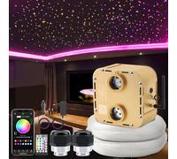 SUNKENET 32W RGBW Twinkle Fibre Optique Lumineuse, 1600pcs*0.75mm*4m LED Fibre Optique Bluetooth//Télécommande, Ciel étoilé voiture +Adaptateur+Prise Pour Voiture/Maison/Théâtre